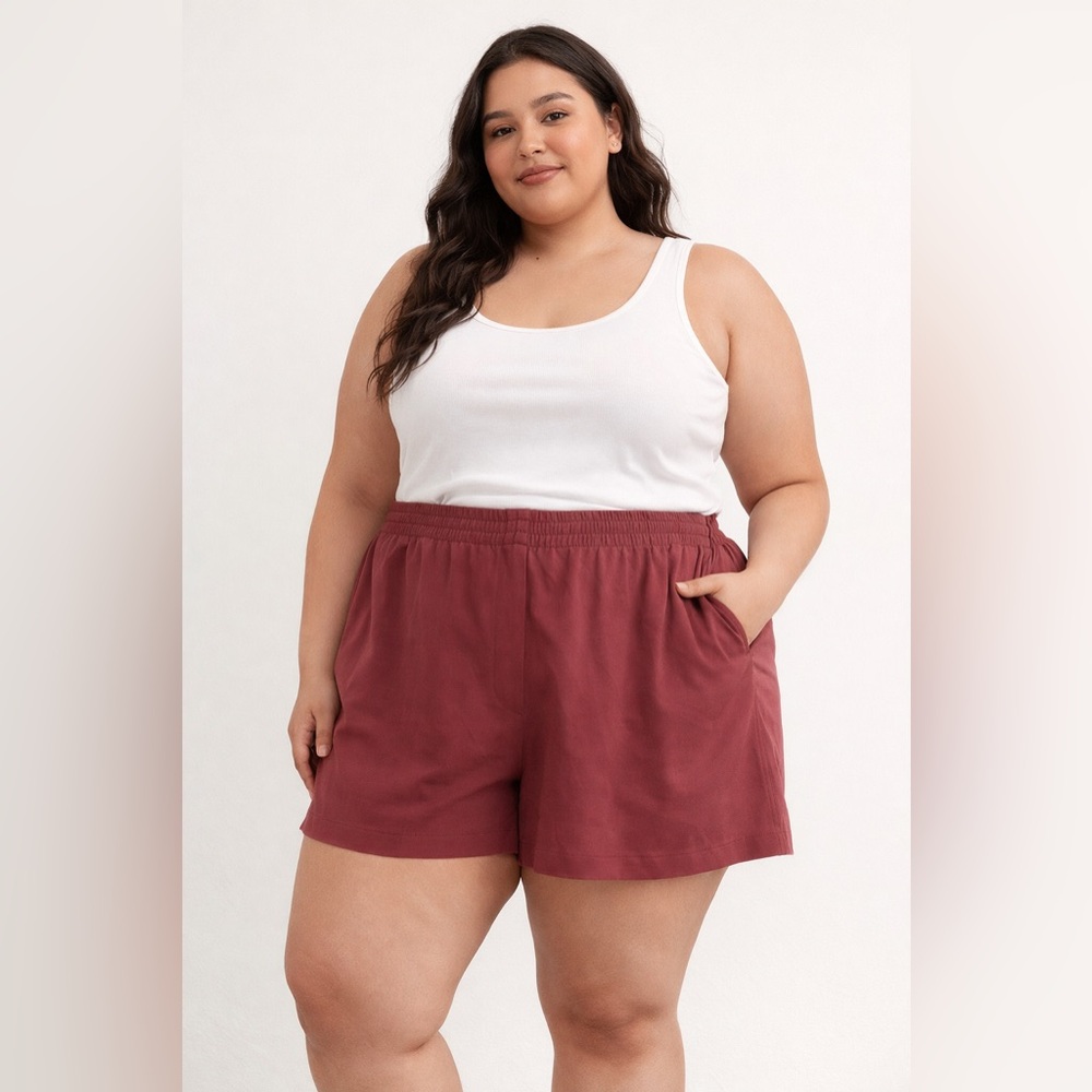 Babaton Aritzia Deakins 3” Shorts  Elastic Waist Pull On with Pockets‎ Sz. 2XL